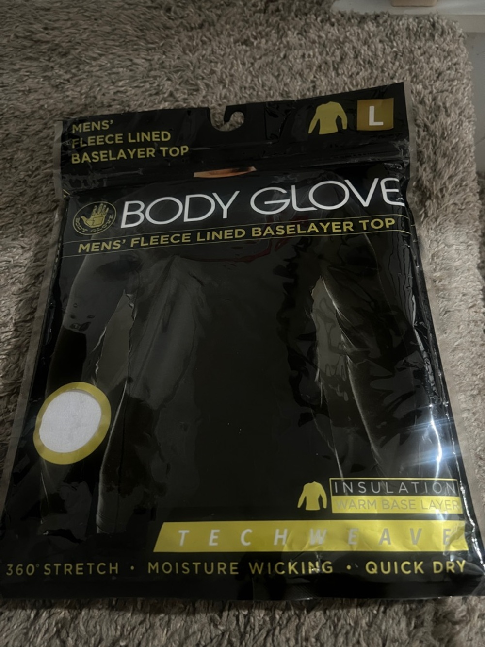 Body Glove Men’s Black Fleece-Lined Baselayer Top